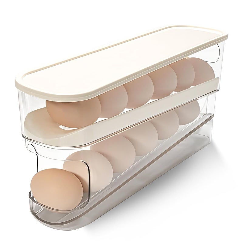 Virmate Rolling Egg Holder for Fridge, Egg Dispenser for Refrigerator, Automatic Rolling Storage Container for Countertop, Kitchen & Outdoor Use (3.35"x3.74"x11.02") 1 Pack - Image 1