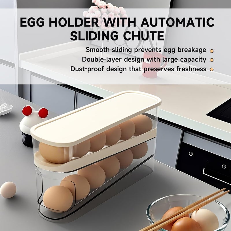 Virmate Rolling Egg Holder for Fridge, Egg Dispenser for Refrigerator, Automatic Rolling Storage Container for Countertop, Kitchen & Outdoor Use (3.35"x3.74"x11.02") 1 Pack - Image 4