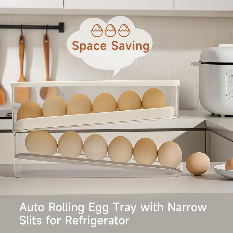 Virmate Rolling Egg Holder for Fridge, Egg Dispenser for Refrigerator, Automatic Rolling Storage Container for Countertop, Kitchen & Outdoor Use (3.35"x3.74"x11.02") 1 Pack - Image 3