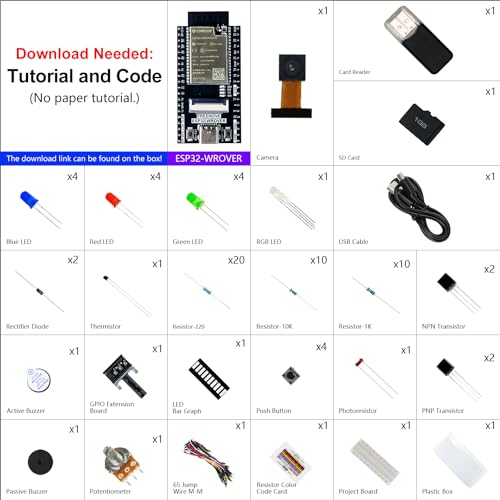 Freenove Basic Starter Kit for ESP32 CAM (Included), Dual-core 32-bit 240 MHz Microcontroller, Onboard Camera Wireless, Python C Code, 400-Page Detailed Tutorial, 141 Items, 58 Projects - Image 2