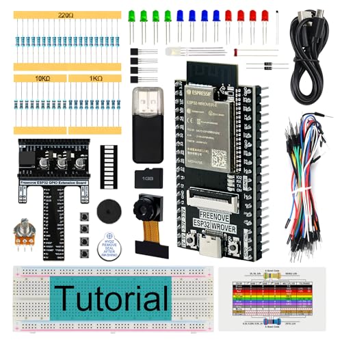 Freenove Basic Starter Kit for ESP32 CAM (Included), Dual-core 32-bit 240 MHz Microcontroller, Onboard Camera Wireless, Python C Code, 400-Page Detailed Tutorial, 141 Items, 58 Projects - Image 1