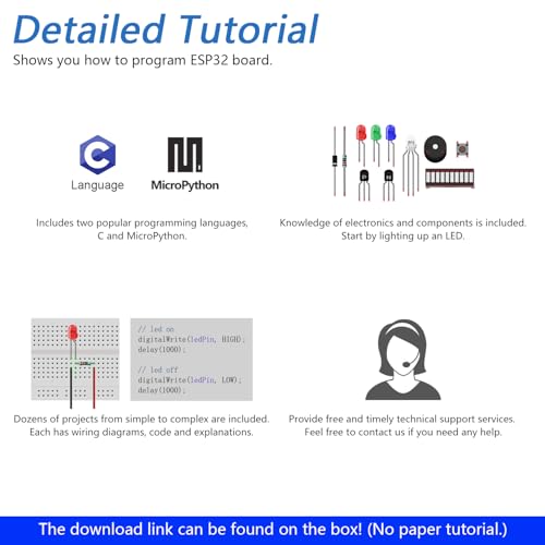 Freenove Basic Starter Kit for ESP32 CAM (Included), Dual-core 32-bit 240 MHz Microcontroller, Onboard Camera Wireless, Python C Code, 400-Page Detailed Tutorial, 141 Items, 58 Projects - Image 5