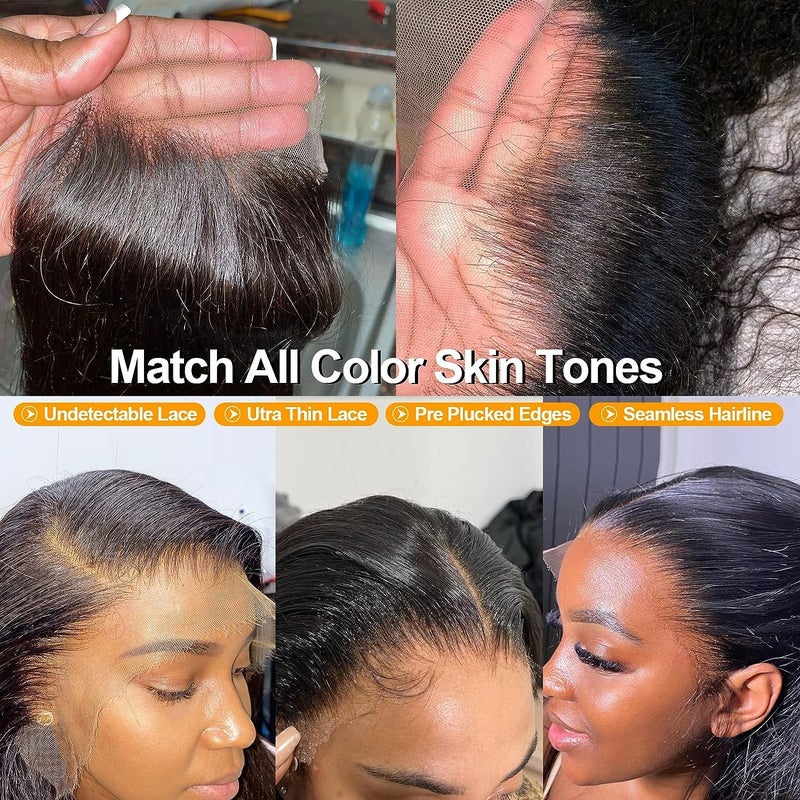 BEEOS 5x5 Skinlike Real HD Lace Closure Only, Pre-plucked Straight Human Hair Closure 0.10mm Ultra-thin Melted Invisible Swiss Lace Small Single Knot 16 Inch - Image 3