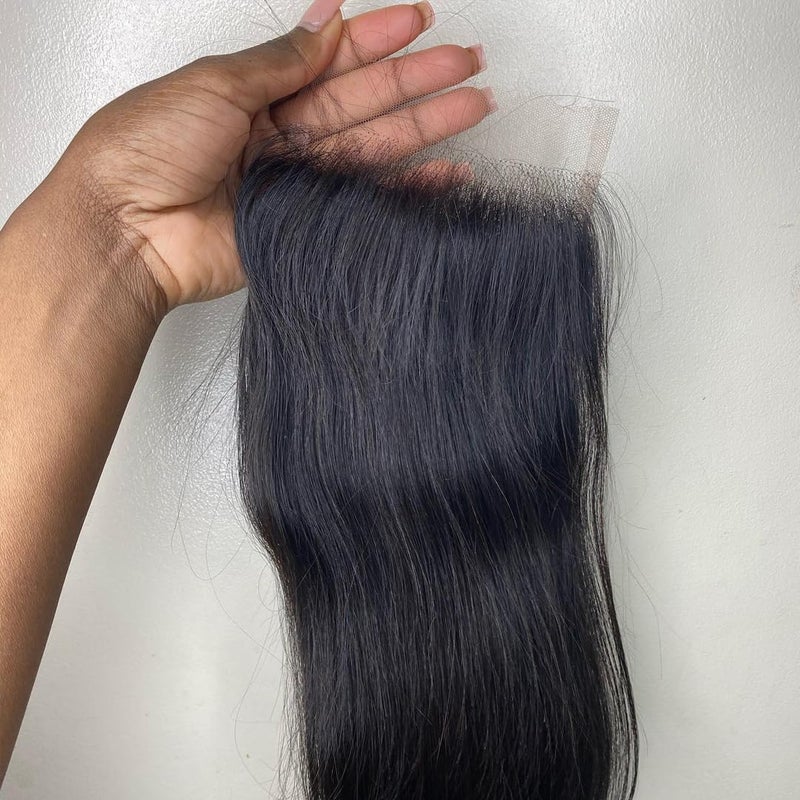 BEEOS 5x5 Skinlike Real HD Lace Closure Only, Pre-plucked Straight Human Hair Closure 0.10mm Ultra-thin Melted Invisible Swiss Lace Small Single Knot 16 Inch - Image 5