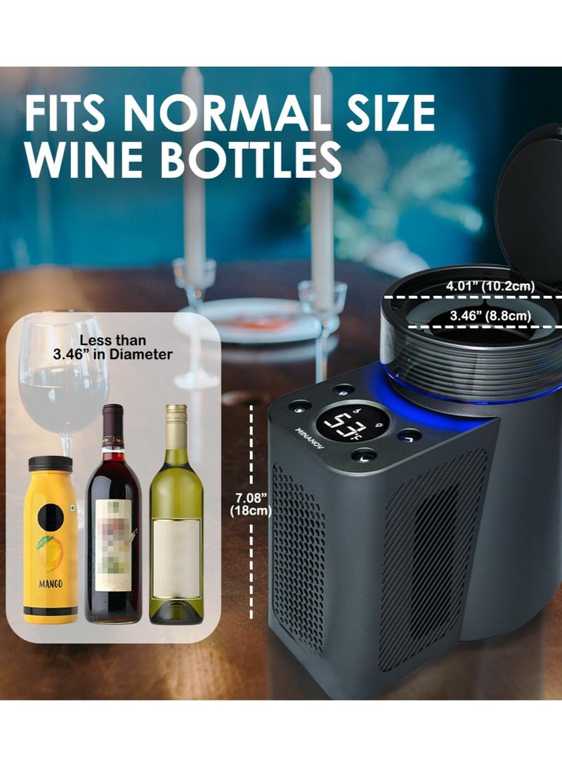 Excefore Electric Wine Chiller, Portable 24-Hour Iceless Drink Cooler for 750ml Bottles, Rapid Single Bottle Chiller for Parties, Events, RV, Home, and Outdoor Use, Constant Low Temperature Cooling  - Image 4
