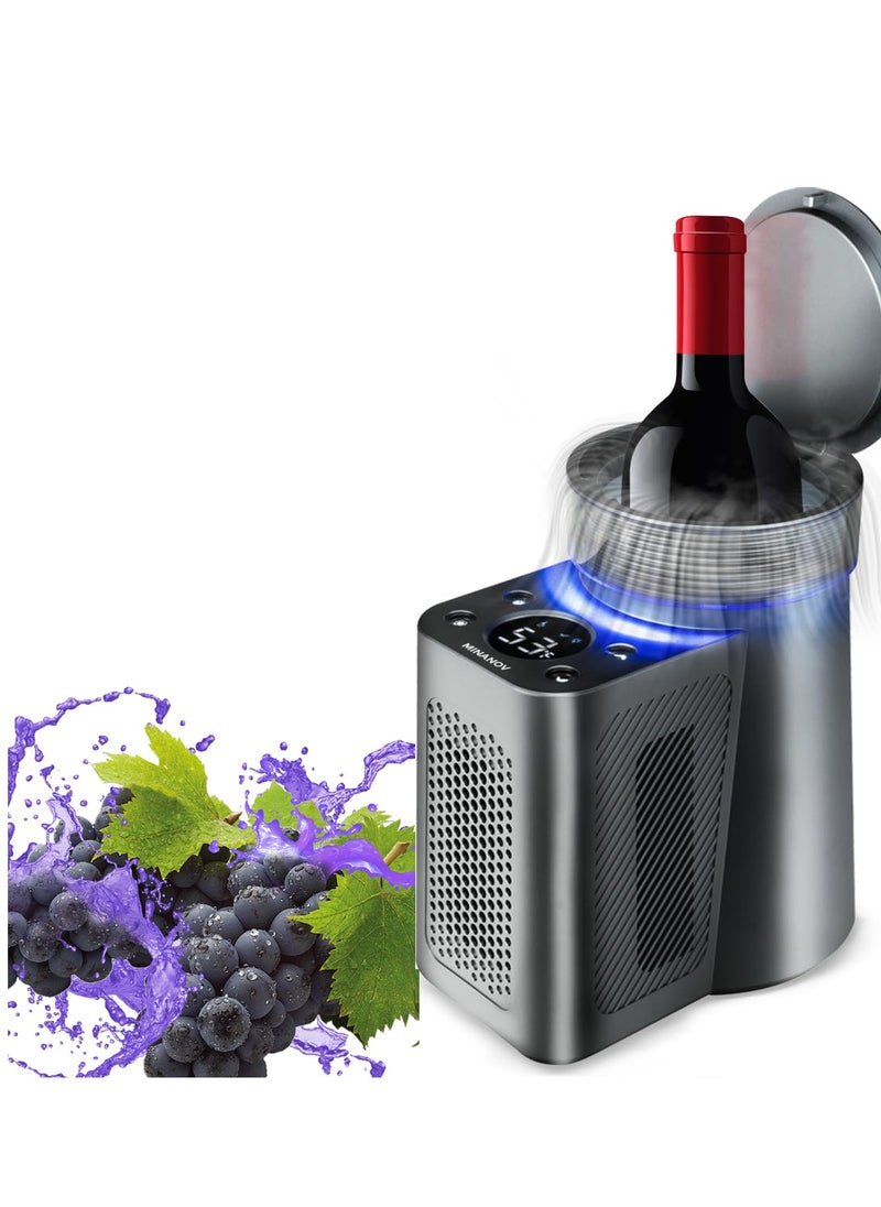 Excefore Electric Wine Chiller, Portable 24-Hour Iceless Drink Cooler for 750ml Bottles, Rapid Single Bottle Chiller for Parties, Events, RV, Home, and Outdoor Use, Constant Low Temperature Cooling  - Image 1