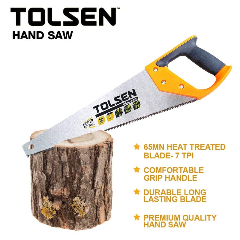 TOLSEN Hand Saw 20'' SharpTooth Designed For Fine Cuts Thick Blade - Hand Saws for Cutting Wood, Handsaw for Wood, Garden Saw, Carpenters Saw, Woodworking Hand Saw, Serrucho Manual, Hand wood saw Saw Lot - Image 3