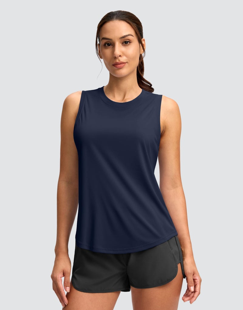 SANTINY Women's Sleeveless Workout Tops Lightweight Tennis Yoga Athletic Running Shirts Racerback Tank Tops for Women (Navy_L) - Image 2