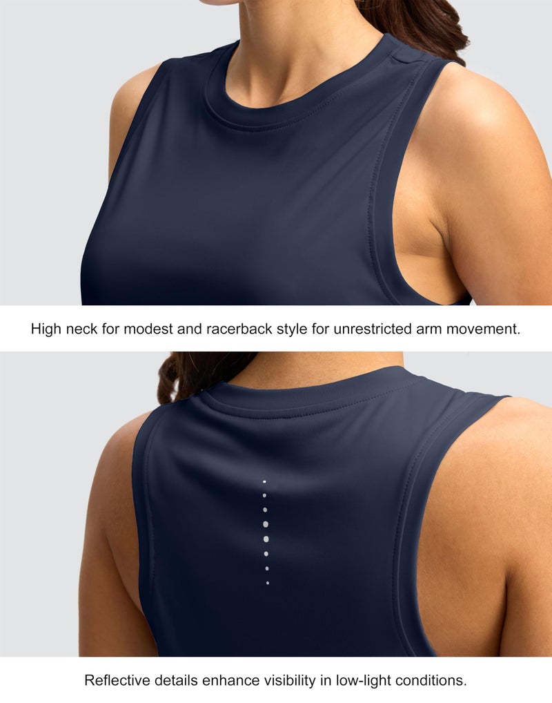 SANTINY Women's Sleeveless Workout Tops Lightweight Tennis Yoga Athletic Running Shirts Racerback Tank Tops for Women (Navy_L) - Image 5