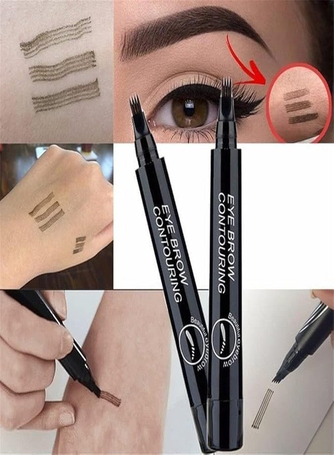 GLENOXZONE Eyebrow Liquid Makeup Pen with 4 Micro-Fork Tip | Waterproof, Long-Lasting & Smudge-Proof Microblading Brow Pen for Natural, Flawless (Brown) - Image 5