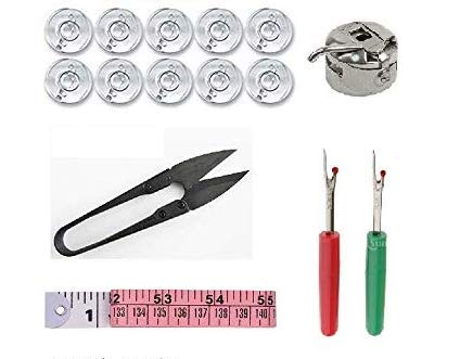 Zenith Sewing Tools Kit 12 Bobbin +2 Cutter +2 Seam Ripper+ 1 Bobbin case+ 1 Measuring Tape Mini Travel Plastic Sewing Kit Tool with Storage Box Multipurpose Tailoring Sewing Kit - Image 1