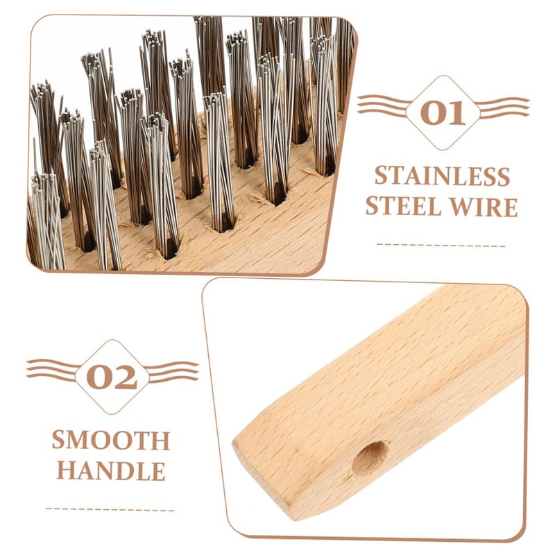 Wooden Handle Wire Brush For Efficient Cleaning Polishing Scrubbing Versatile Tool - Image 4