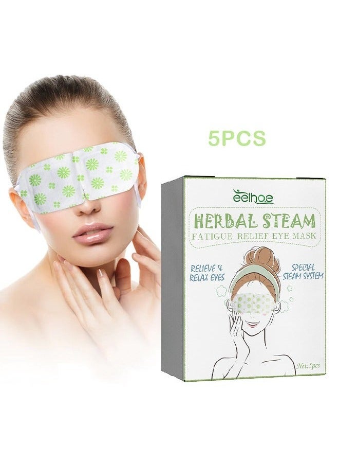EELHOE Herbal Steam Eye Masks -for Dark Circles and Puffiness Disposable Soothing Headache Relief Dry Eyes, Stress Relief Relief Eye Fatigue Steam Eye Mask 5 Pcs - Image 1