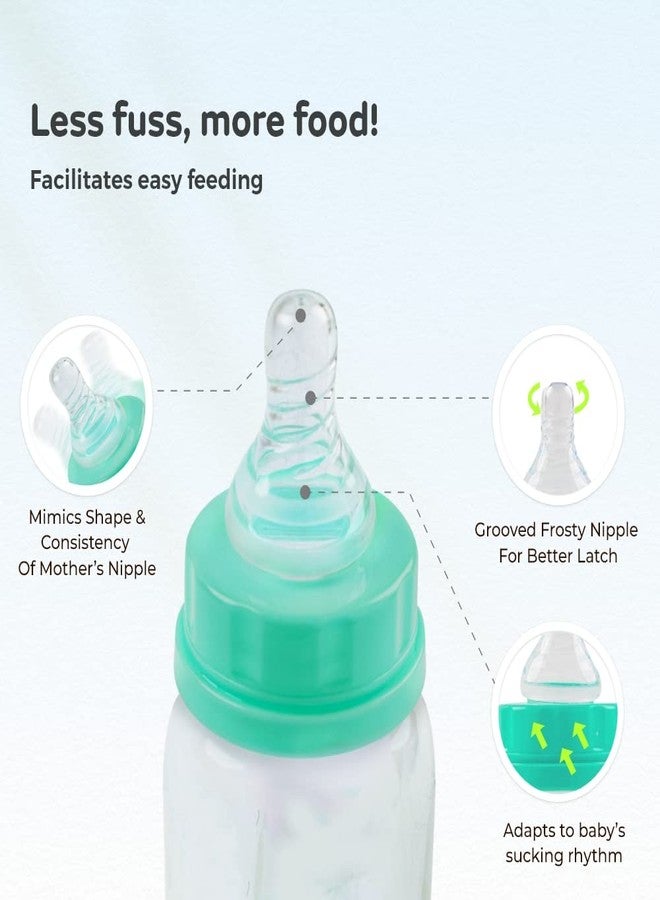 Mylo Baby 2 in 1 Feeding Bottles with Spoon for New Born Baby (125ml + 250ml) | Anti Colic & BPA Free Feeding Bottles | Feels Natural Baby Bottle | Easy Flow Neck Design- Sea Green + Giraffe - Image 3