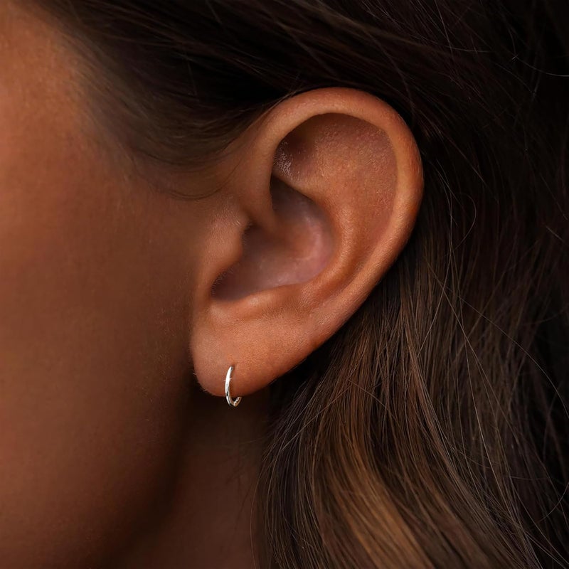 MOODEAR 925 Sterling Silver Hoop Earrings - Small Huggie Earrings for Women, Hypoallergenic Nickel Free, Trendy Cartilage Silver Earrings for Sensitive Ears, Lightweight Everyday Jewelry Gift - Image 2