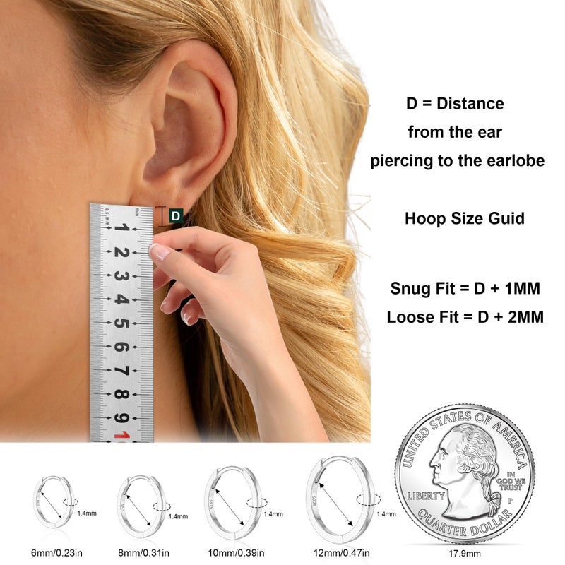 MOODEAR 925 Sterling Silver Hoop Earrings - Small Huggie Earrings for Women, Hypoallergenic Nickel Free, Trendy Cartilage Silver Earrings for Sensitive Ears, Lightweight Everyday Jewelry Gift - Image 5