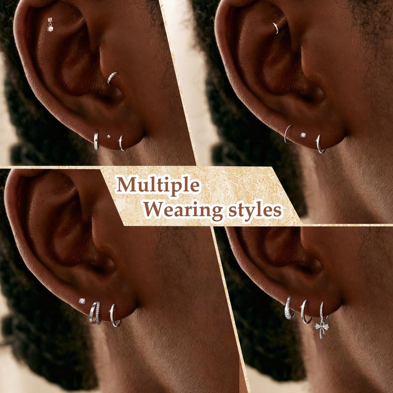 MOODEAR 925 Sterling Silver Hoop Earrings - Small Huggie Earrings for Women, Hypoallergenic Nickel Free, Trendy Cartilage Silver Earrings for Sensitive Ears, Lightweight Everyday Jewelry Gift - Image 3