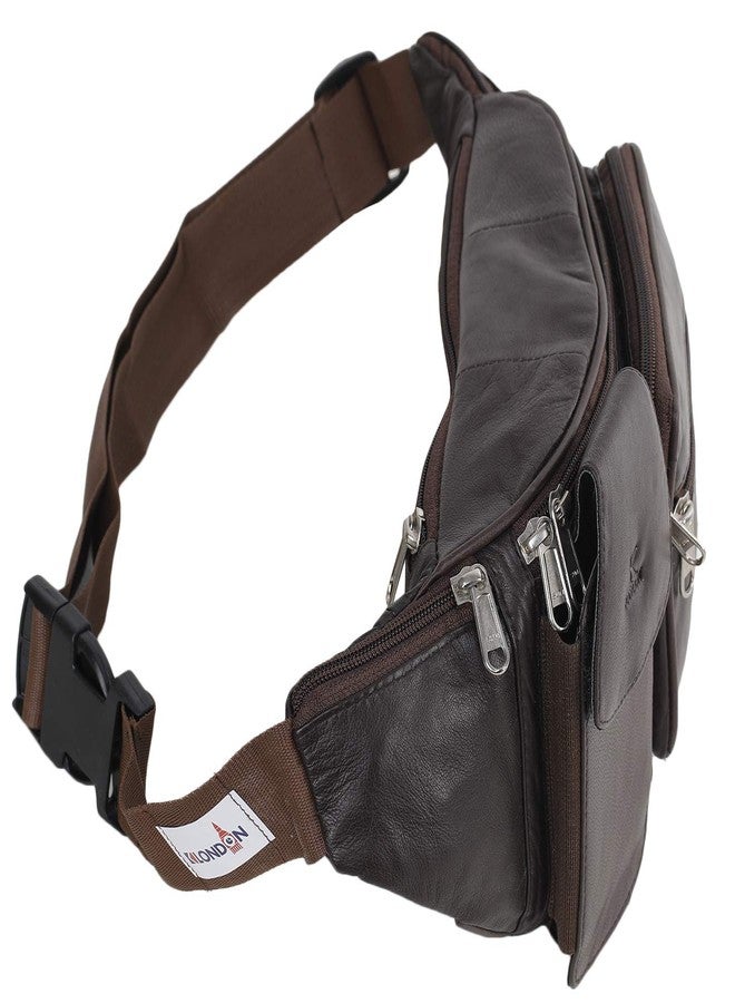 K London Stylish Real Leather Brown Waist Bag Elegant Style Travel Pouch Passport Holder with Adjustable Strap (1276_BRN) - Image 5