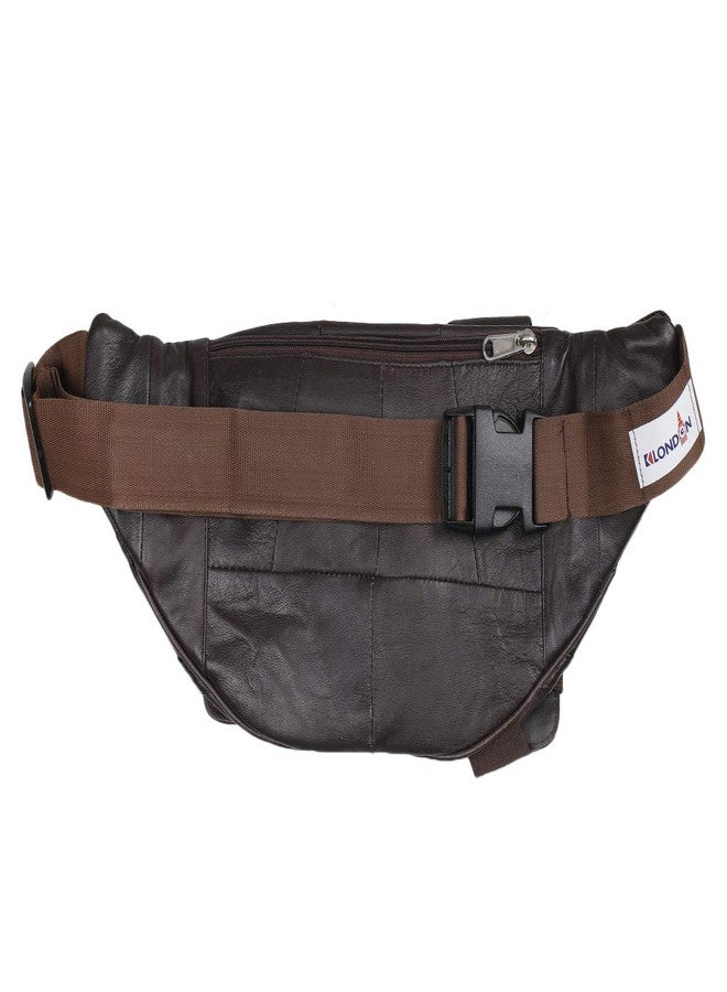 K London Stylish Real Leather Brown Waist Bag Elegant Style Travel Pouch Passport Holder with Adjustable Strap (1276_BRN) - Image 4