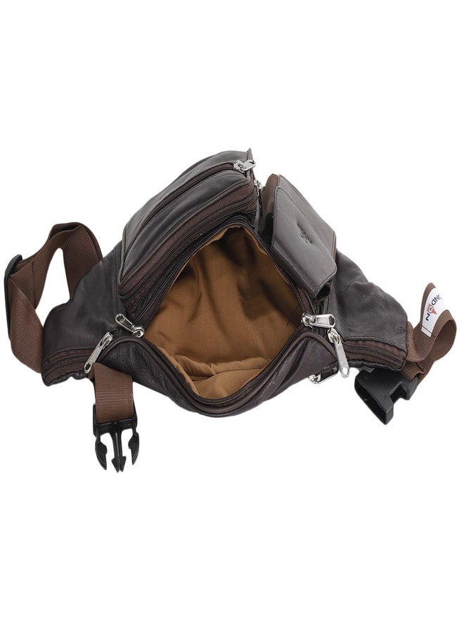 K London Stylish Real Leather Brown Waist Bag Elegant Style Travel Pouch Passport Holder with Adjustable Strap (1276_BRN) - Image 3