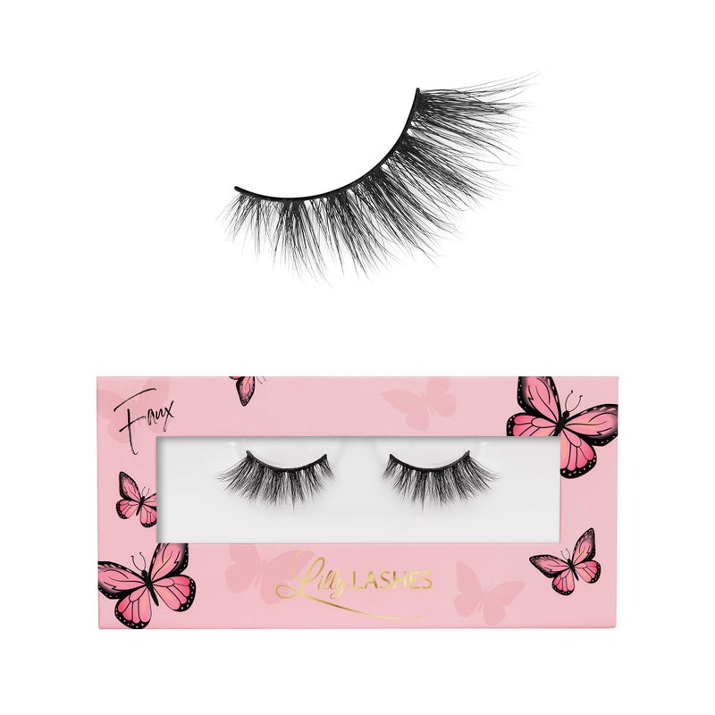 Lilly Lashes رموش ليلي لاشز باترفلايز فو مينيك، رموش نصف طبيعية المظهر والإحساس، رموش مزيفة وقابلة لإعادة الاستخدام 20x، بدون قص + سهلة التطبيق، نمط دائري، لاصق الرموش غير متضمن، 13 مم (سايسي) - Image 1