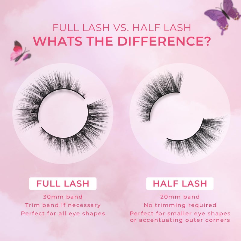 Lilly Lashes رموش ليلي لاشز باترفلايز فو مينيك، رموش نصف طبيعية المظهر والإحساس، رموش مزيفة وقابلة لإعادة الاستخدام 20x، بدون قص + سهلة التطبيق، نمط دائري، لاصق الرموش غير متضمن، 13 مم (سايسي) - Image 3