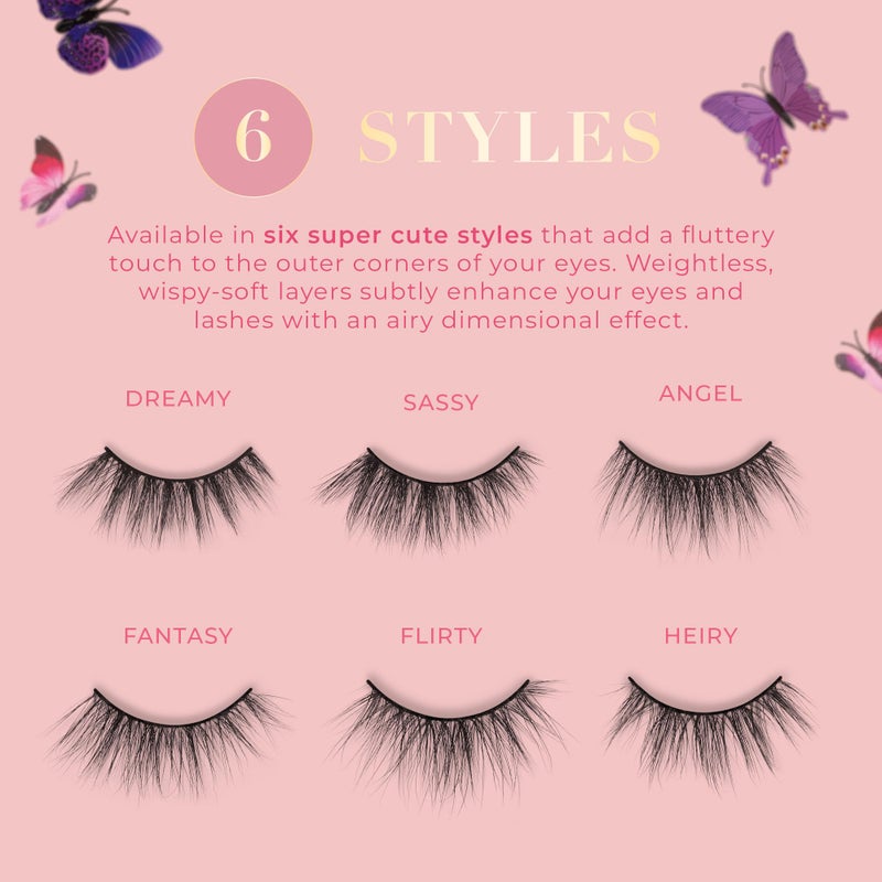 Lilly Lashes رموش ليلي لاشز باترفلايز فو مينيك، رموش نصف طبيعية المظهر والإحساس، رموش مزيفة وقابلة لإعادة الاستخدام 20x، بدون قص + سهلة التطبيق، نمط دائري، لاصق الرموش غير متضمن، 13 مم (سايسي) - Image 5