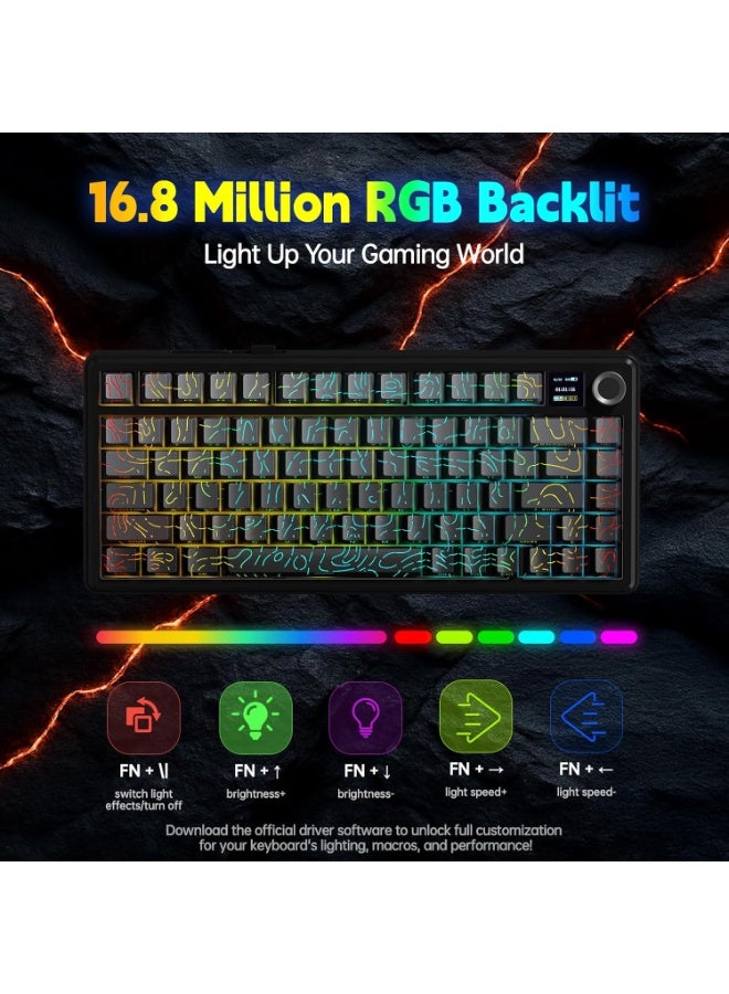 AULA F75 MAX Tri-Mode Wireless Mechanical Gaming Keyboard with TFT Screen & Knob, Reaper Switch, Hot-Swappable Keys, Gasket Mount, 2.4GHz/BT5.0/USB-C, for PC/Mac/Office/Gaming - Image 5