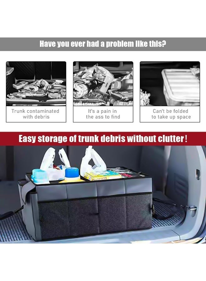 TRASSLE Car Trunk Organizer,Portable Large Capacity Auto Storage Organizer with Elastic Straps,Collapsible Multi Compartment Trunk Organizer with 3 Compartments,for Cars,Sedans and SUVs,Car Accessorie - Image 5