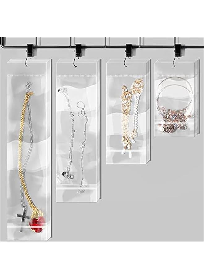 Arabest 4 Size Clear Hanging Bags, Resealable Bag, Self-Sealing Bag with Hang Hole for Packaging Necklaces, Earrings, Jewelry, 3 x 4 Inch, 3 x 6 Inch, 3 x 8 Inch, 3 x 12 Inch (200 Pieces)  - Image 1