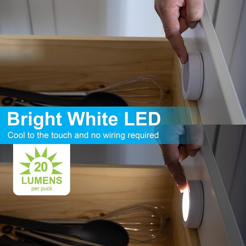 GE Touch Activated LED Puck Lights, 20 Lumens, White, 25434 - Image 4
