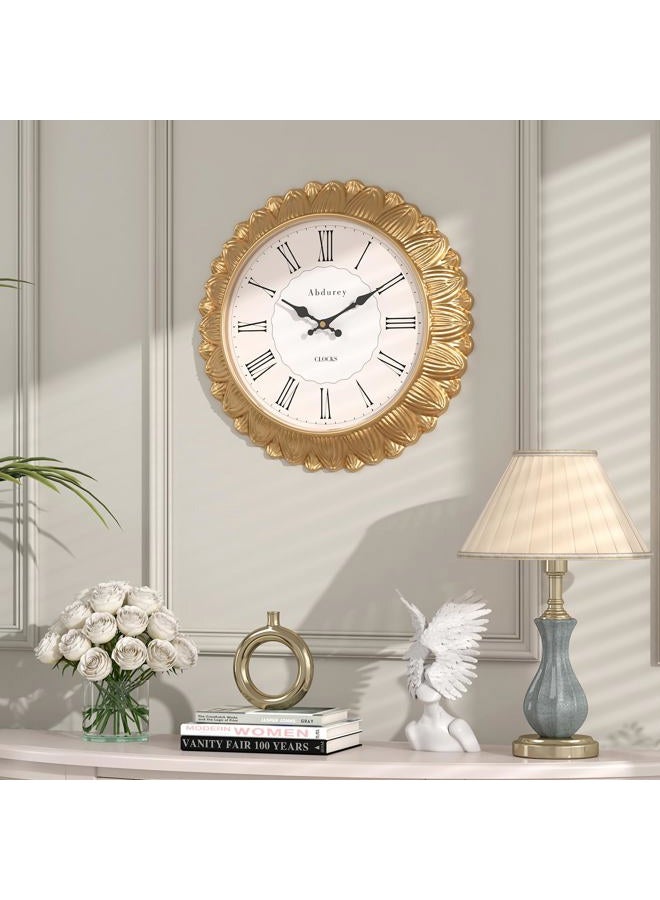Abdurey 12 Inch Gold Sunflower Decorative Wall Clock, Silent Non Ticking Battery Operated Boho Decor Wall Clocks for Living Room,Kitchen,Farmhouse,Bedroom,Bathroom - Image 5