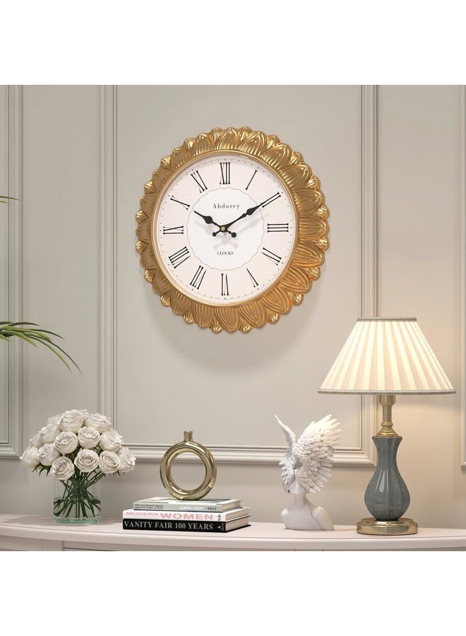 Abdurey 12 Inch Gold Sunflower Decorative Wall Clock, Silent Non Ticking Battery Operated Boho Decor Wall Clocks for Living Room,Kitchen,Farmhouse,Bedroom,Bathroom - Image 4
