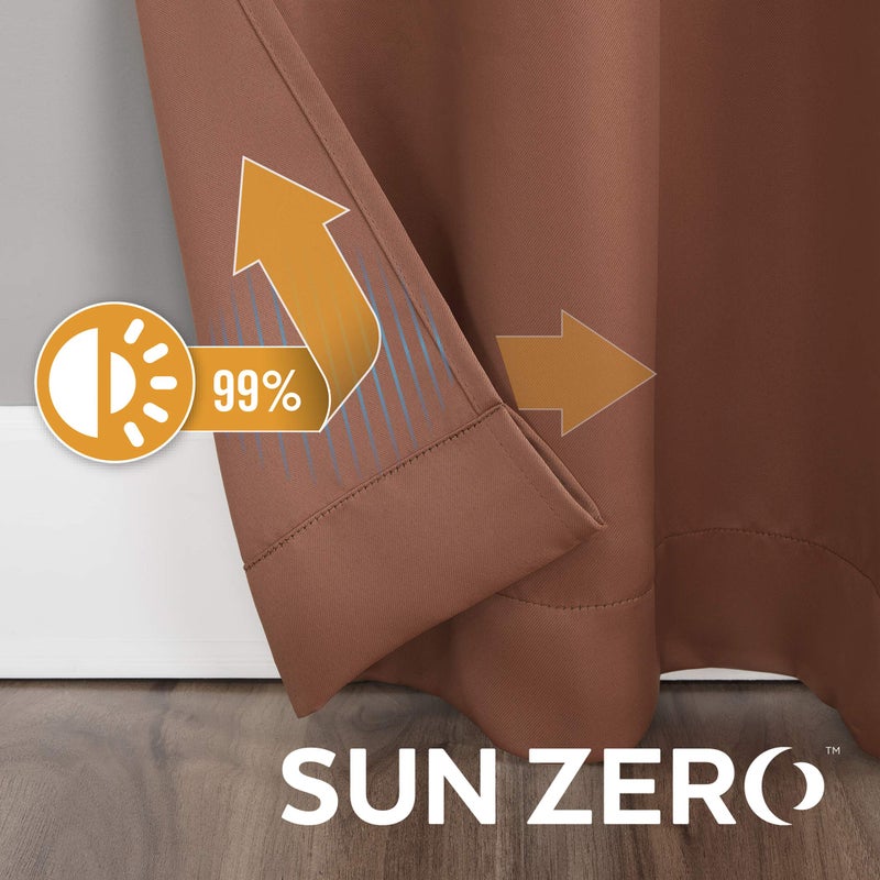 صن زيرو Sun Zero Soho 2-Pack Blackout Energy Grommet Curtain Pane Pane 54 "" X 108 "" Terracotta - Image 4