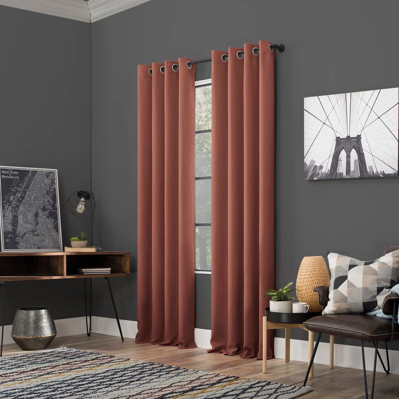 صن زيرو Sun Zero Soho 2-Pack Blackout Energy Grommet Curtain Pane Pane 54 "" X 108 "" Terracotta - Image 5