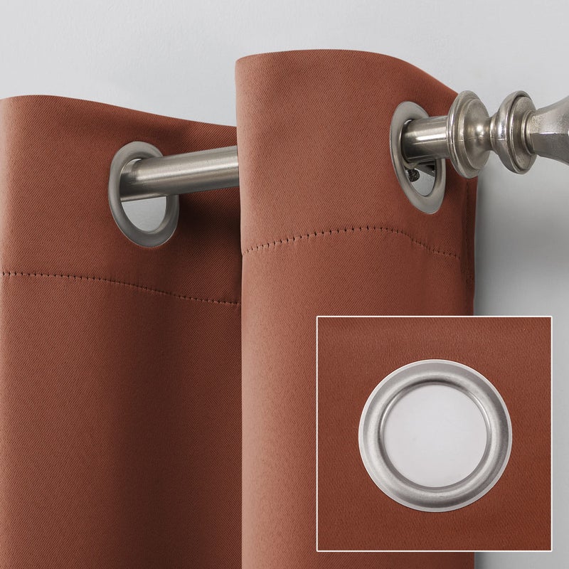 صن زيرو Sun Zero Soho 2-Pack Blackout Energy Grommet Curtain Pane Pane 54 "" X 108 "" Terracotta - Image 2