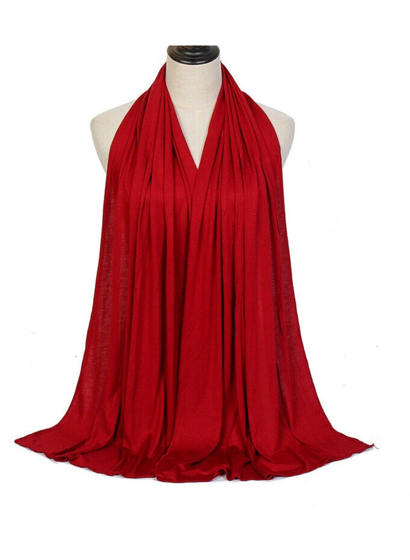 سكاي كشمير  شيلة حجاب فاخرة من قماش الجيرسيه القابل للتمدد – باللون الأحمر النبيذي