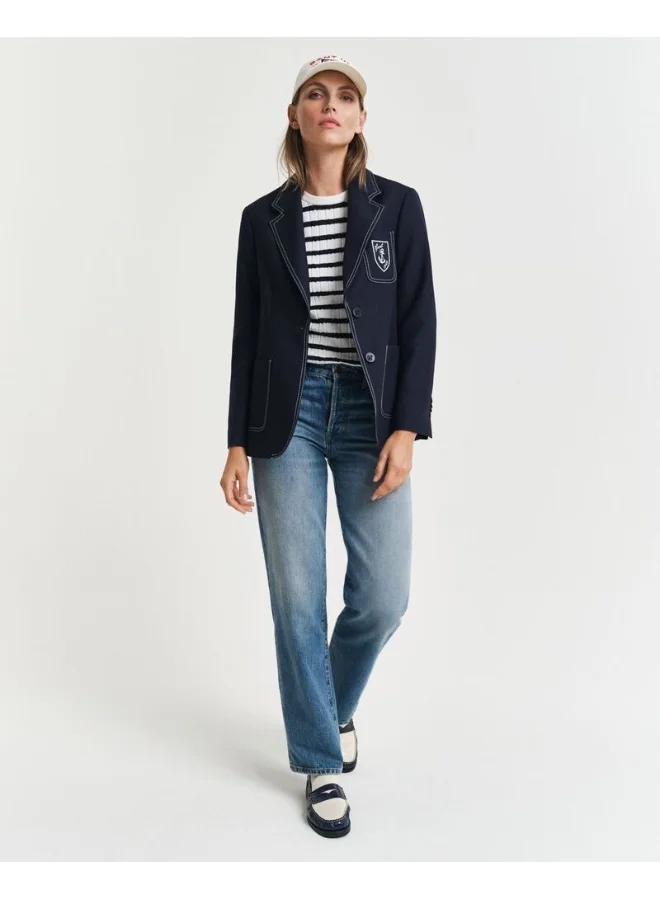 GANT Striped Stretch Cotton Cable Knit Crew Neck Sweater