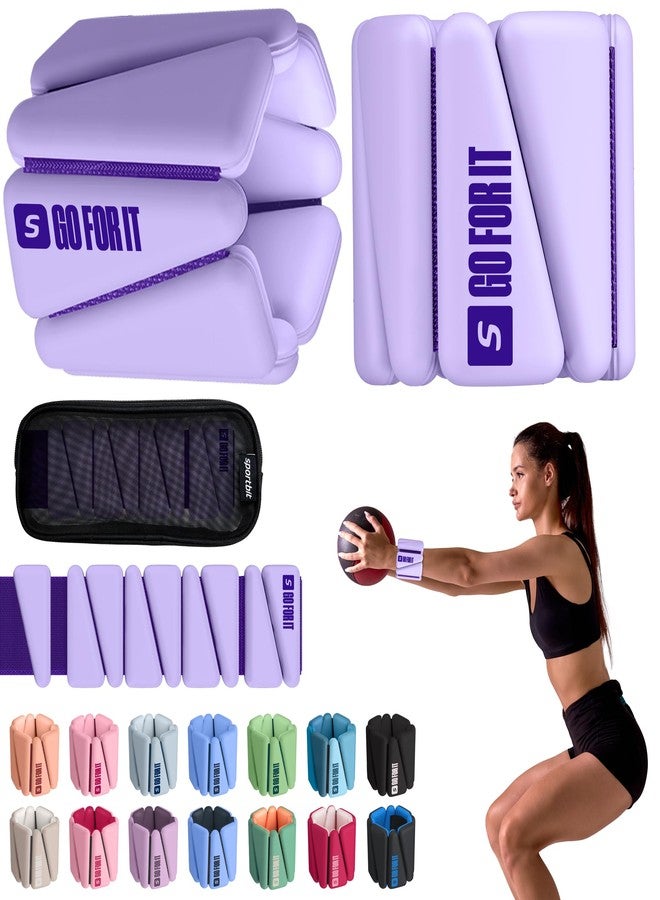 SPORTBIT Wrist Weights for Women - Pair of 1lb Platinum-Cured Silicone Purple Wrist and Ankle Weights, Adjustable, Durable, Non-Slip Design, Ideal for Strength Training, Yoga, Running and Home - Image 1
