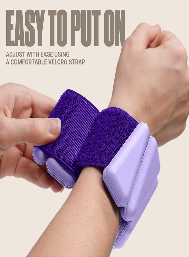 SPORTBIT Wrist Weights for Women - Pair of 1lb Platinum-Cured Silicone Purple Wrist and Ankle Weights, Adjustable, Durable, Non-Slip Design, Ideal for Strength Training, Yoga, Running and Home - Image 3