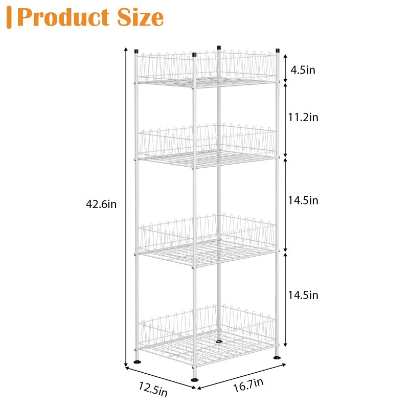ETELI Water Bottle Holder Organizer 4 Tier Drink Can Shelf Organizer Rack for Floor Freestanding Water Bottle Rack Stand Beverage Storage Shelf for Pantry Kitchen Food Storage, Silver - Image 4