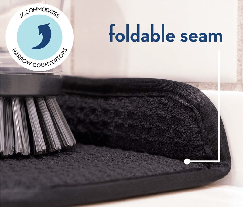 S&T INC. Microfiber Kitchen Faucet Sink Mat Drip and Splash Catcher with Snap Fastener, Absorbent and Reversible, 15 Inch x 5.5 Inch, Black - Image 3