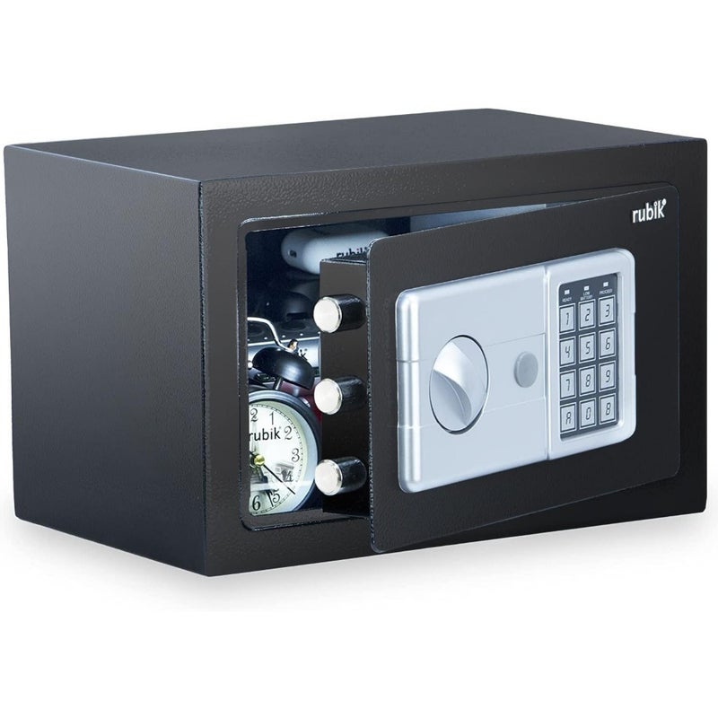 Safe Box with Key and Pin Code Keypad Lock for Money Cash Jewelry Passports Home Office Security RB20HASH 20x31x20cm Black - Image 2