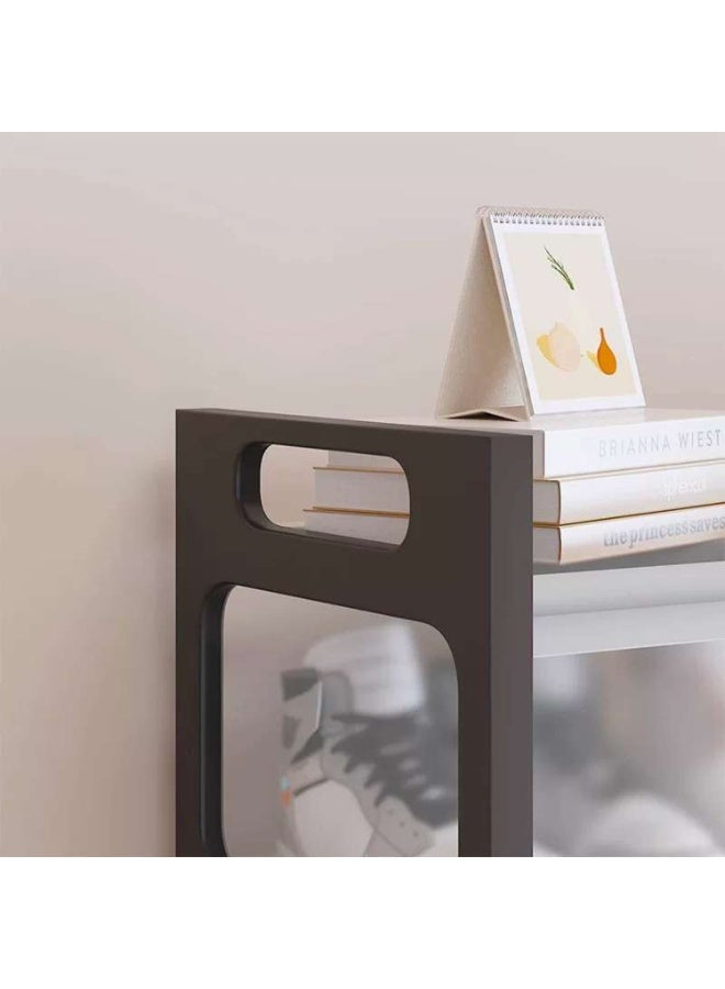 LINGWEI Premium Plastic Shoe Cabinet Organizer 81x50x39cm 4-Tier Dustproof & Waterproof Storage Rack with Transparent Doors - Image 3