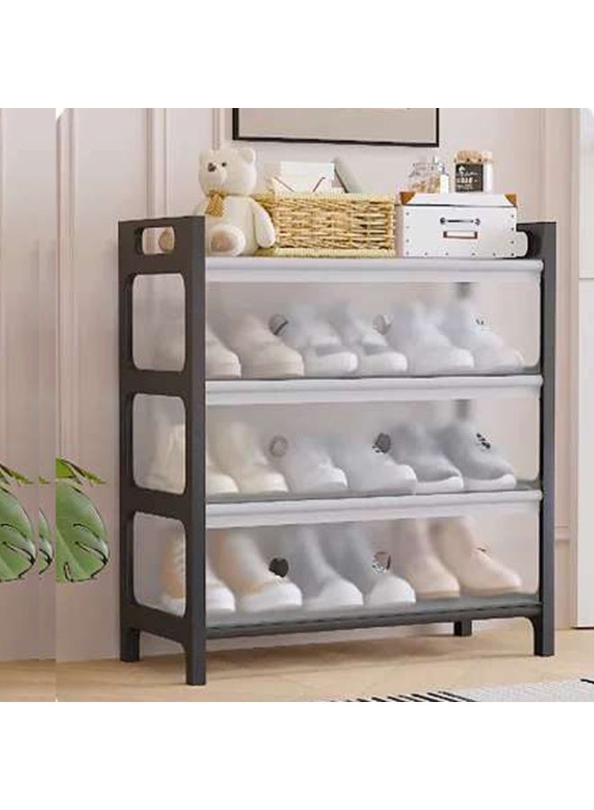 LINGWEI Premium Plastic Shoe Cabinet Organizer 81x50x39cm 4-Tier Dustproof & Waterproof Storage Rack with Transparent Doors - Image 5