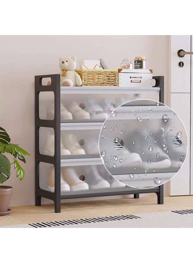 LINGWEI Premium Plastic Shoe Cabinet Organizer 81x50x39cm 4-Tier Dustproof & Waterproof Storage Rack with Transparent Doors - Image 1