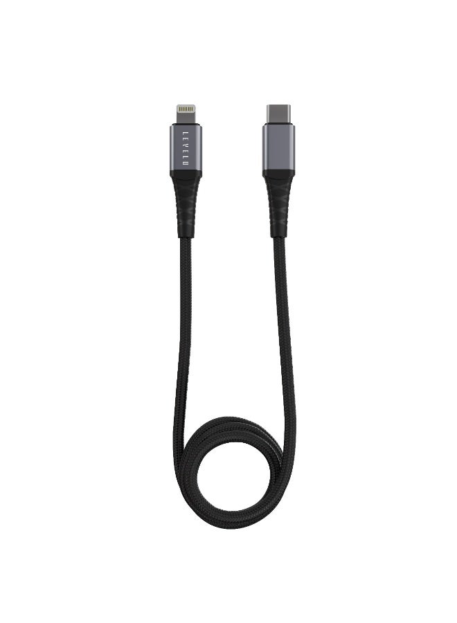 LEVELO Nori Mini 60W PD Car Charger Dual type-C & USB-A port / Type-C to Lightning Cable / Durable Material / Fast Charging / Compact Design – grey - Image 4