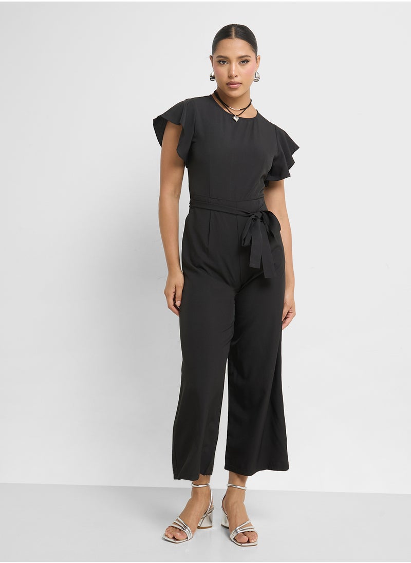 Ginger Ruffle Sleeve Belt Tie Up Detail Jumpsuit  - Image 1