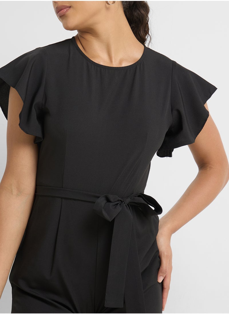 Ginger Ruffle Sleeve Belt Tie Up Detail Jumpsuit  - Image 3