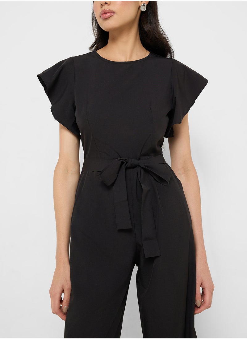 Ginger Ruffle Sleeve Belt Tie Up Detail Jumpsuit  - Image 3